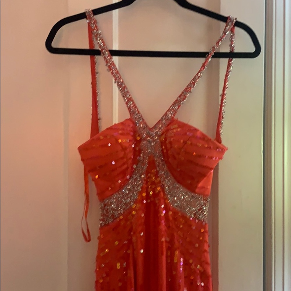 Sean Collection salmon floor length dress.